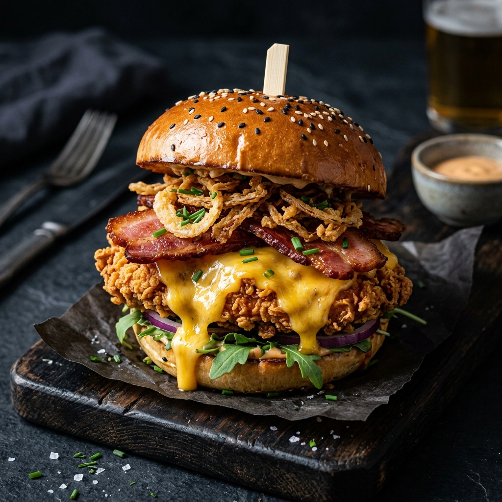 Cheesy Bacon Chicken Burger