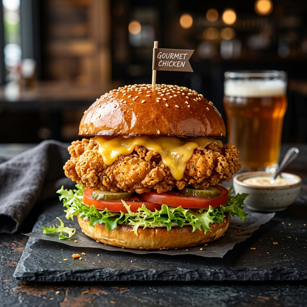 Delicious crispy chicken burger